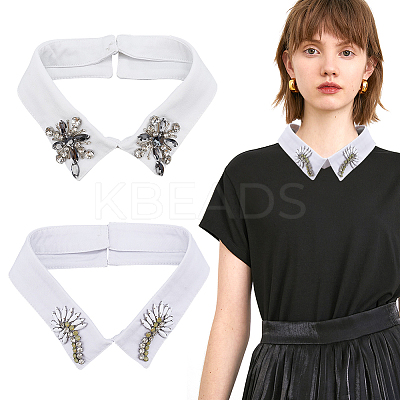 2Pcs 2 Style Cotton Detachable Blouse False Collar AJEW-NB0003-98-1