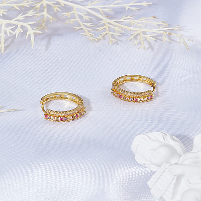 1 Pair Brass Micro Pave Cubic Zirconia Hoop Earrings EJEW-LP0004-84-1