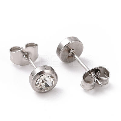 Rhinestone Column Stud Earrings EJEW-H357-04P-01-1