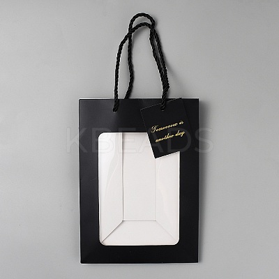 Paper Flower Storage Tote Bags with Visible Window ABAG-WH0046-79-1