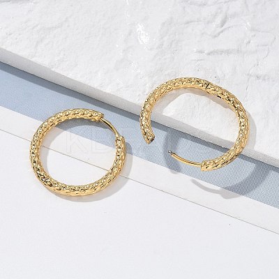 Ion Plating(IP) 304 Stainless Steel Grooved Hoop Earrings X-EJEW-M218-01C-G-1