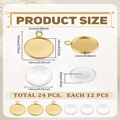 DIY Flat Round Pendant Making Kits DIY-LP0005-12A-G-1