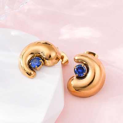 304 Stainless Steel Micro Pave Cubic Zirconia Stud Earrings EJEW-B138-01G-1