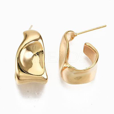 Brass Half Hoop Earrings KK-S356-149G-NF-1