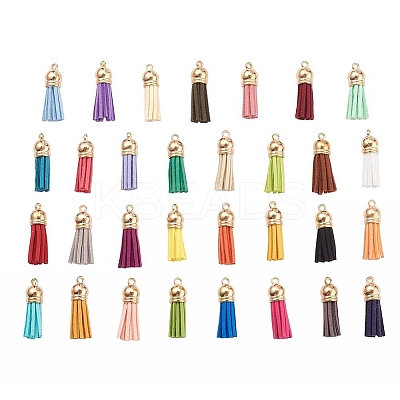 60Pcs 30 Colors Faux Suede Tassel Pendant Decorations FIND-YW0001-13LG-1