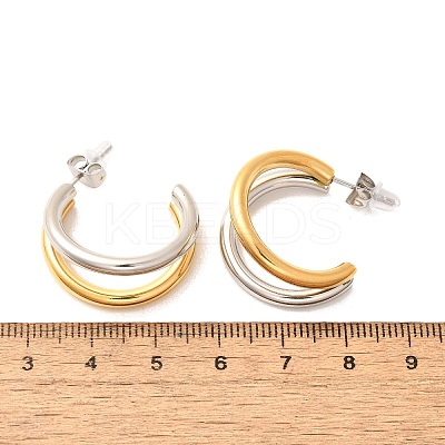 304 Stainless Steel Two Tone Stud Earrings EJEW-F355-05GP-02-1