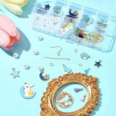 DIY Alloy Enamel & Acrylic & Polycotton Tassel Dangle Earrings Making Kits DIY-FS0001-21B-1