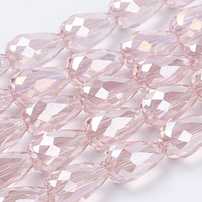 Electroplate Glass Beads Strands X-EGLA-D015-15x10mm-23-1