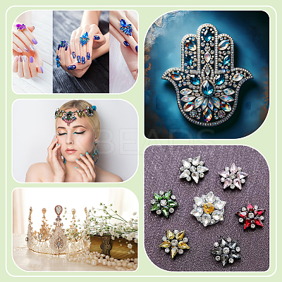 96Pcs 16 Colors Glass Rhinestone Cabochons GLAA-FG0001-17-1