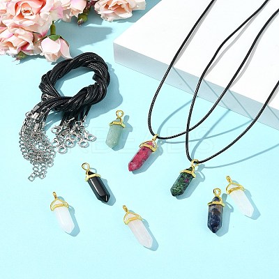 DIY Natural Gemstone & Waxed Cord Necklace Making Kits DIY-FS0008-04A-1
