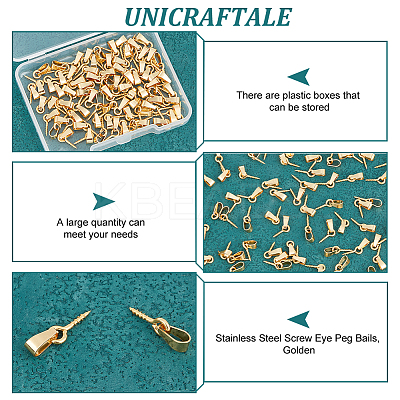 50Pcs 304 Stainless Steel Screw Eye Peg Bails STAS-UN0052-87A-1