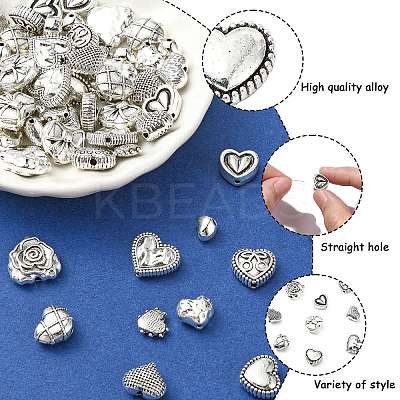60Pcs 12 Styles Tibetan Style Alloy Beads FIND-CJ0002-28B-1