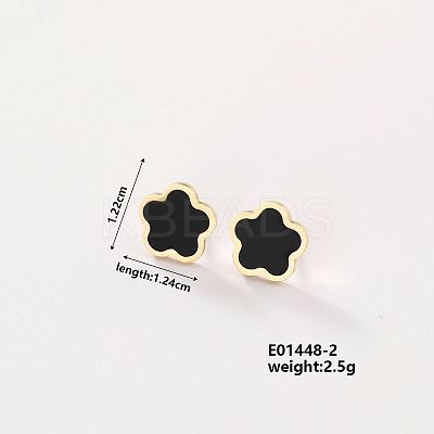 304 Stainless Steel Elegant Five-Leaf Flower Stud Earrings for Women AB2788-2-1