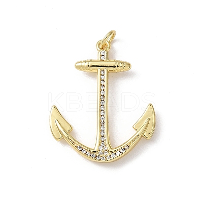 Brass Micro Pave Clear Cubic Zirconia Pendants KK-B141-24G-1