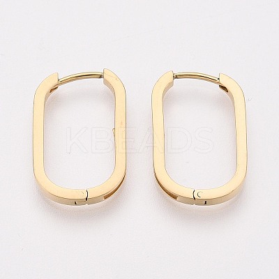 304 Stainless Steel Oval Hoop Earring Findings STAS-G317-02G-1