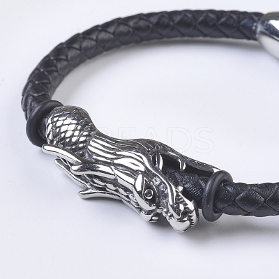 Men's Braided Leather Cord Bracelets BJEW-P194-06-1
