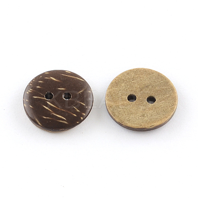 2-Hole Flat Round Coconut Buttons X-BUTT-R035-004-1