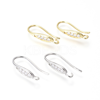 Brass Micro Pave Cubic Zirconia Earring Hooks KK-G374-14-1