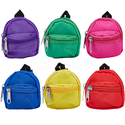 6Pcs 6 Colors Casual Mini Cloth Doll Backpack AJEW-GF0008-36A-1