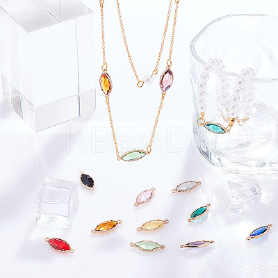 24Pcs 12 Colors Glass Connector Charms GLAA-GA0001-28-1