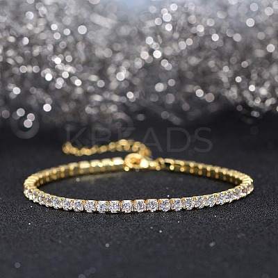 Real 14K Gold Plated 925 Sterling Silver Link Chain Bracelet BJEW-P311-01G-01-1