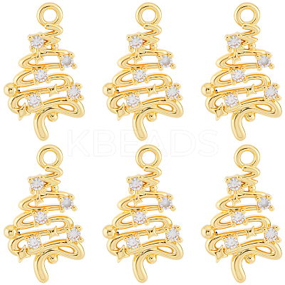 14Pcs Brass Micro Pave Cubic Zirconia Pendants KK-BBC0022-14-1