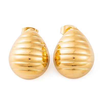 Ion Plating(IP) Teardrop 304 Stainless Steel Stud Earrings for Women EJEW-L272-023G-1