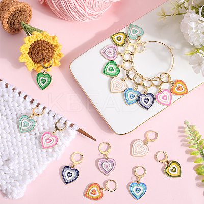 Alloy Enamel Heart Pendant Decorations HJEW-SC00048-1