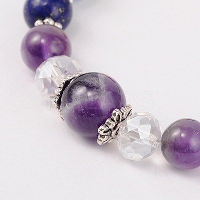 Multi-Color Gemstone Chakra Charm Bracelets BJEW-JB01691-05-1