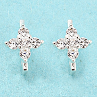 Rack Plating Brass Micro Pave Clear Cubic Zirconia Connector Charms KK-F864-06S-1