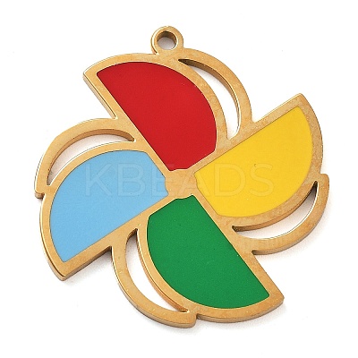 304 Stainless Steel Enamel Pendants STAS-M076-06G-1