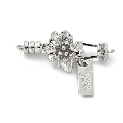 Brass Micro Pave Clear Cubic Zirconia Fold Over Clasps KK-U052-01P-1