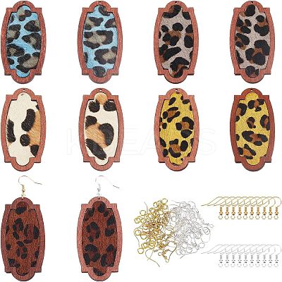 DIY Leopard Print Pattern Rectangle Dangle Earring Making Kit DIY-OC0009-49-1