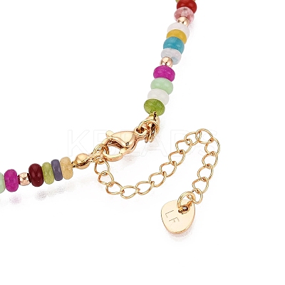 Rondelle Natural Agate & Pearl & Brass Beaded Necklaces for Women NJEW-T017-02G-1