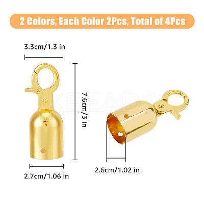 4Pcs 2 Colors Zinc Alloy Cord Ends FIND-FH0008-76-1