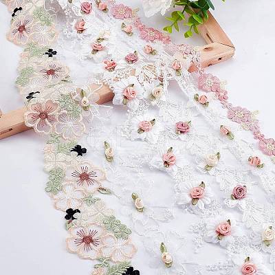6 Yards 6 Style Embroidered Trim Ribbons DIY-AR0002-34-1