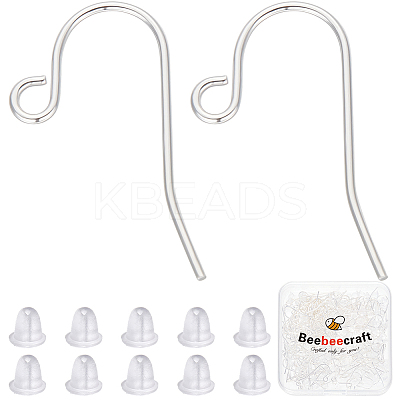 200Pcs Brass Earring Hooks with 200Pcs Plastic Ear Nuts FIND-BBC0015-81-1