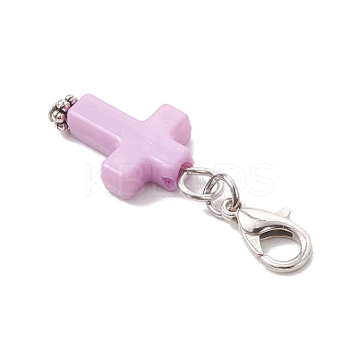 Acrylic Cross Pendant Decorations HJEW-JM03778-02-1