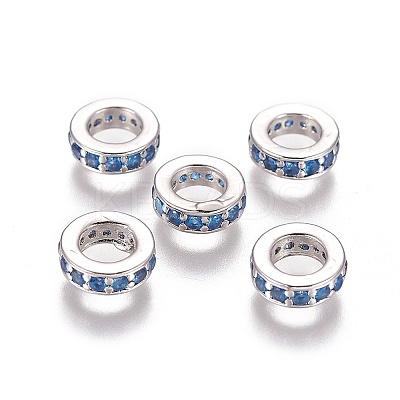 Brass Cubic Zirconia European Beads KK-E772-02A-P-1