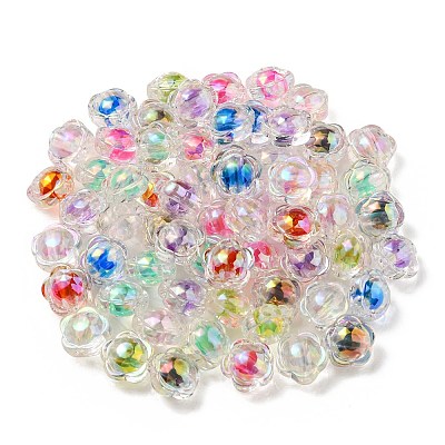 UV Plating Rainbow Iridescent Acrylic Beads OACR-A014-03-1