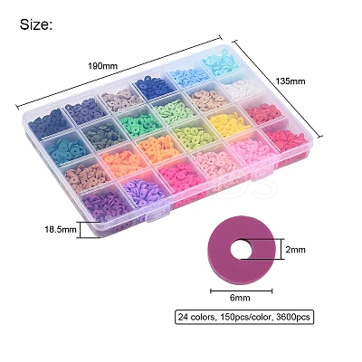 3600Pcs 24 Colors Handmade Polymer Clay Beads CLAY-YW0001-11A-1