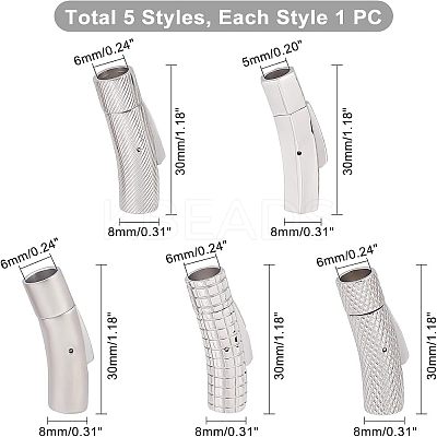 5 Sets 5 Styles 304 Stainless Steel Bayonet Clasps STAS-UN0037-47-1