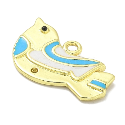 Real 18K Gold Plated Brass Enamel Robin Bird Pendants KK-L224-060G-02-1