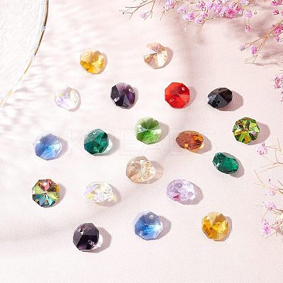 96Pcs 12 Colors Electroplate Glass Links Connectors EGLA-FH0001-17-1
