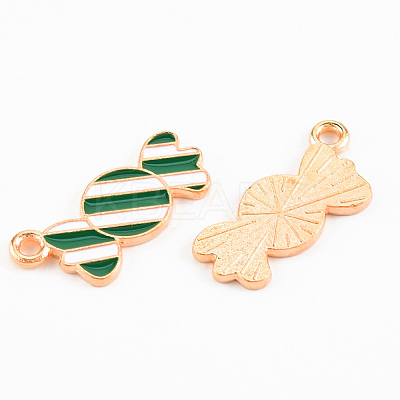 Light Gold Tone Alloy Enamel Pendants ENAM-T018-08-1
