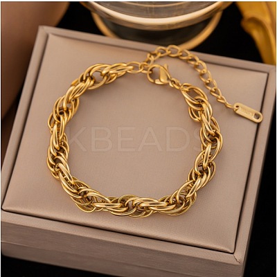 304 Stainless Steel Rope Chain Bracelets LS-BJEW-C084-02G-1