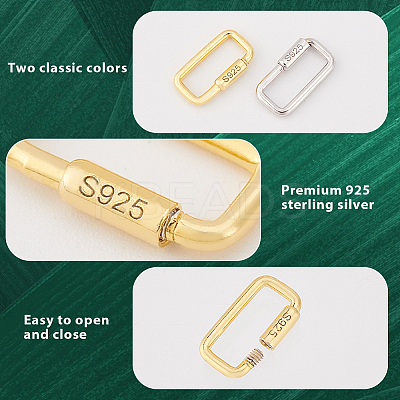 2Pcs 2 Colors 925 Sterling 2Pcs 2 Colors 925 Sterling Silver Locking Carabiner STER-GA0001-04B-1