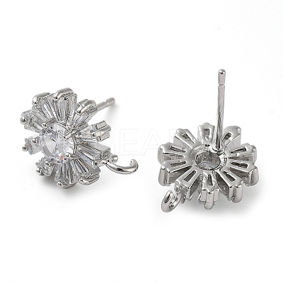 Brass Micro Pave Cubic Zirconia Studs Earring Findings KK-K364-09P-1