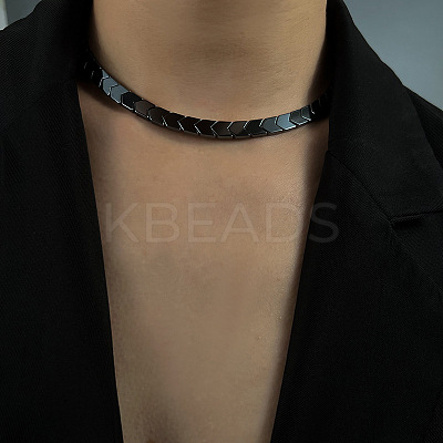 Synthetic Non-magnetic Hematite Arrow Beaded Necklaces with Steel Clasps FS-WGD7F98-01-1