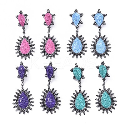 Polymer Clay Rhinestone Dangle Stud Earrings EJEW-E249-01-1